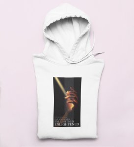 Illumination, A Casual Cool: Elevate Your Look withWhite Trendy Front Print Round Neck Hoodie