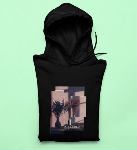 Hidden Beauty Graphic Edge: Stand Out inBlack Trendy Front Printed Round Neck Hoodies
