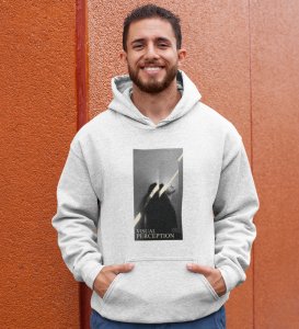 Visual Artistry, A Modern Maverick:White Men's Oversized Hoodie with Eye-Catching Front Print