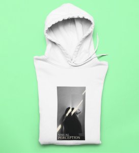 Visual Artistry, A Modern Maverick:White Men's Oversized Hoodie with Eye-Catching Front Print
