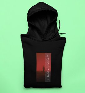 Solitary,Black Urban Explorer: Stay on Trend with Front Printed Round Neck Hoodies