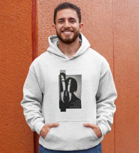 No Love No Hope, Statement Piece:White Stylish Front Graphic Oversized Hoodie for Men