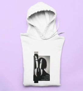 No Love No Hope, Statement Piece:White Stylish Front Graphic Oversized Hoodie for Men