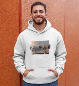 Beauty Decays,White Trendsetter Series: Men's Oversized Hoodie with Front Print Appeal