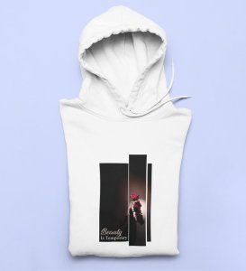Mirage, City Lights:White Front Printed Round Neck Hoodie - A Fashion Essential for Men