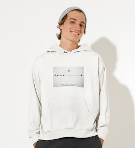 Fly High, Casual Elegance: Elevate Your Style withWhite Trendy Front Print Hoodie