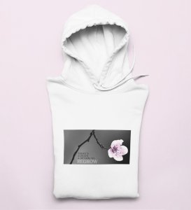 Flourish,White Urban Legend: Men's Oversized Round Neck Hoodies with Front Print