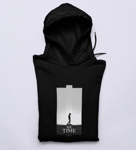 Me Myself And I, City Slicker:Black Men's Hoodies with Trendy Front Print Detail