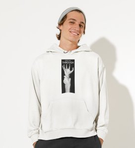 Innovation,White Street Swagger: Men's Oversized Hoodie featuring Front Print Detail