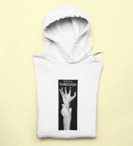 Innovation,White Street Swagger: Men's Oversized Hoodie featuring Front Print Detail