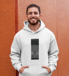 Lone Hustle, Fashion Fusion:White Modern Men's Oversized Hoodie with Front Graphic Pop