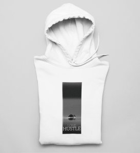 Lone Hustle, Fashion Fusion:White Modern Men's Oversized Hoodie with Front Graphic Pop
