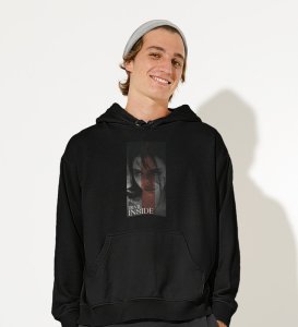 Devilish, City Pulse: ExploreBlack Trendy Front Print Hoodies - Men's Street Style