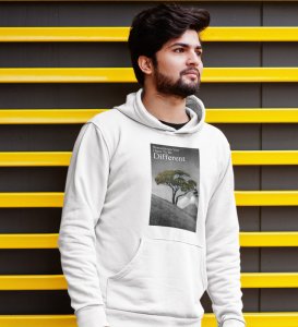 Out Of the Box, Signature Streetwear:White Men's Oversized Hoodie with Front Graphic Appeal