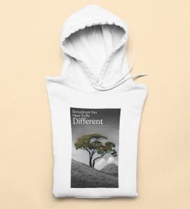 Out Of the Box, Signature Streetwear:White Men's Oversized Hoodie with Front Graphic Appeal