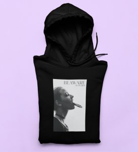Real World,Black Elevated Elegance: Front Printed Hoodies - Men's Stylish Statement