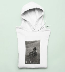 Pacifist Society, Urban Legend Series:White Men's Oversized Round Neck Hoodies with Front Print