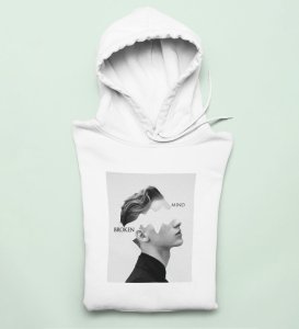 Real World,White Elevated Elegance: Front Printed Hoodie - Men's Stylish Statement