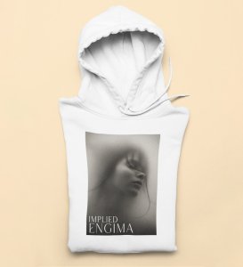 Mesmerized, Modern Maverick:White Signature Front Graphic Oversized Hoodie for Men