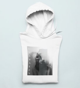 Devil's Body, Street Fusion:White Trendy Front Print Round Neck Hoodies - Men's Edition
