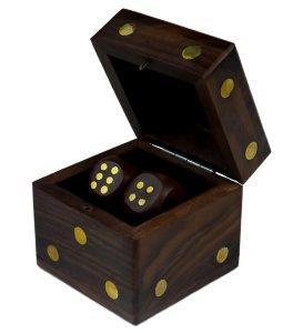 Wooden Playing Dices Set of 5 And Wooden Box, Best For Playing Games