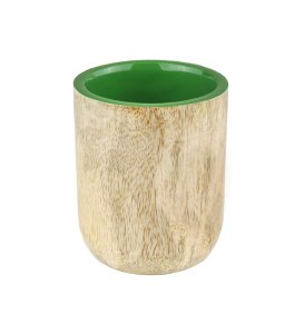 Wooden Glass Set Of 2, Most Unique Glasses For Kitchen Use. Green Colour And Wooden Coating