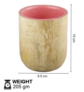 Wooden Glass Set Of 2, Most Unique Glasses For Kitchen Use. Pink Colour And Wooden Coating