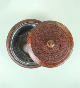 Wooden Handcrafted With Carved Art Chapati Box, Best For Kitchen Use