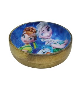 Wooden Animated Cartoon Minakari Bowl Set Of 3, Best Minakari Bowls With Wooden Touch For Kitchen