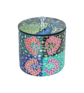 Minakari Hand Crafted Floral Painted Minakari Multi Utility Storage Pin On Tin Jar For Kitchen