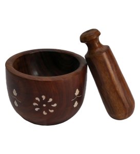 Wooden Handcrafted Mortar And Pestle, Wooden Set Of Masher