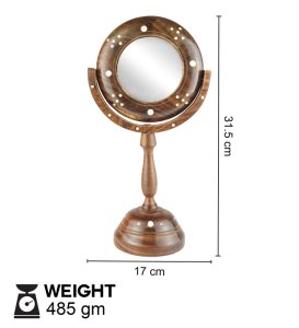 Desi Artist Antique Fancy Handicraft Brown Wooden Mirror Stand, Best For Dressing Table