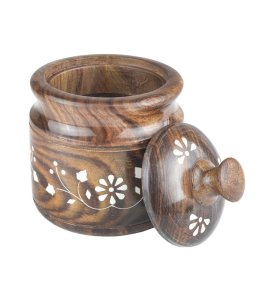 Minakari Hand Crafted Wooden & Minakari Multi Utility Storage Pin On Tin Jar For Kitchen