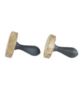 Antique French Wooden Masher/Pounder With Black Handle, For Kitchen Use (Pack Of 2)