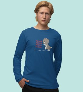 Again No Love : Sublimation Printed (blue) Full Sleeve T-Shirt For Singles