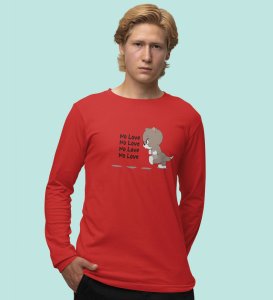 Again No Love : Sublimation Printed (red) Full Sleeve T-Shirt For Singles