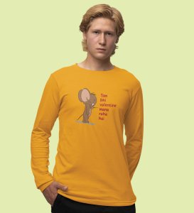 Even Tom Has A Valentine: (yellow) Full Sleeve T-Shirt For Singles With Print