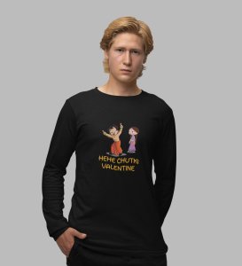 Happy Couples: Attractive Printed (black) Full Sleeve T-Shirt For Singles