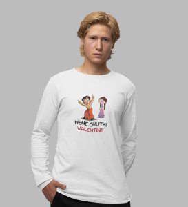 Happy Couples: Attractive Printed (white) Full Sleeve T-Shirt For Singles