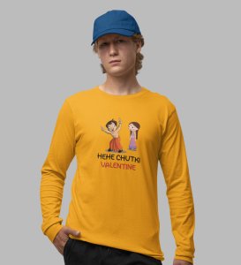 Happy Couples: Attractive Printed (yellow) Full Sleeve T-Shirt For Singles
