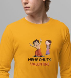Happy Couples: Attractive Printed (yellow) Full Sleeve T-Shirt For Singles
