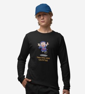Valentine Ninja: Printed (black) Full Sleeve T-Shirt For Singles
