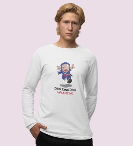 Valentine Ninja: Printed (white) Full Sleeve T-Shirt For Singles