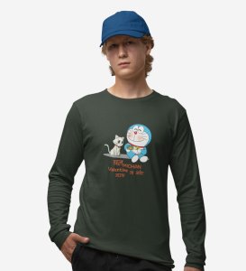 Cute Couples: Printed (green) Full Sleeve T-Shirt For Singles

