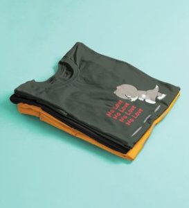 Again No Love : Sublimation Printed (Green) T-Shirt For Singles