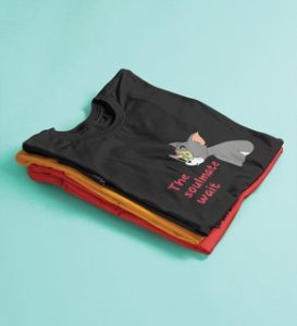 Tom Is Waiting For Soulmate: Printed (black) T-Shirt For Singles