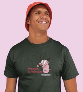 Any Plans On Valentine: Printed (Green) T-Shirt For Singles
 