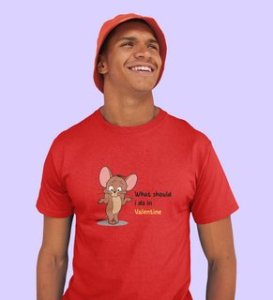 What Should I Do In Valentine: Printed (Red) T-Shirt For Singles