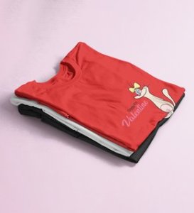 Cats Love Valentines: Amazingly Printed (Red) T-Shirt For Singles