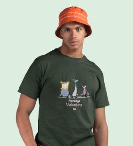 We Don't Have Valentine: Sublimation Printed (Green) T-Shirt For Singles